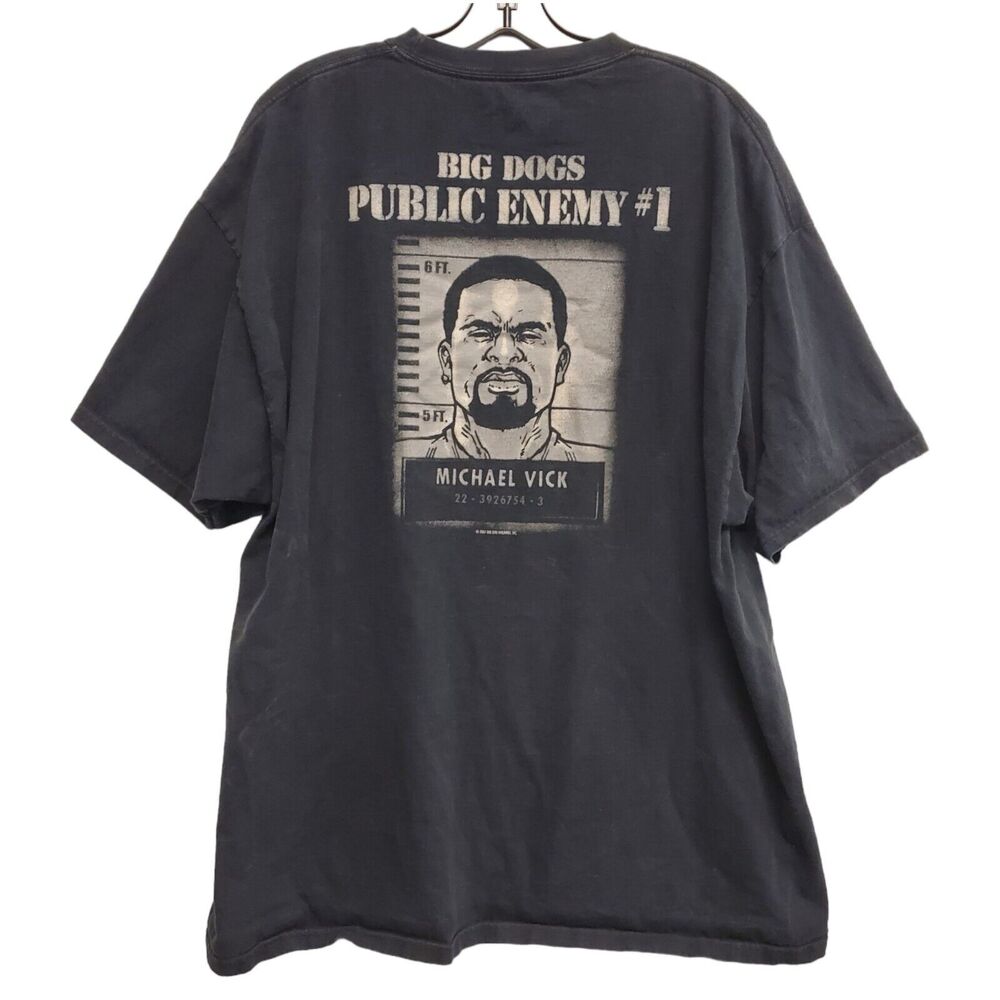 BIG DOGS Shirt Adult XXL Black PUBLIC ENEMY #1 MICHAEL VICK Spell Out 2007